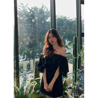 ĐẦM TRỄ VAI LINEN 2 LỚP