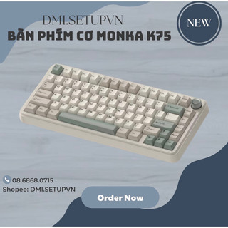 Bàn phím cơ Monka K75 Retro Green build chắc chắn