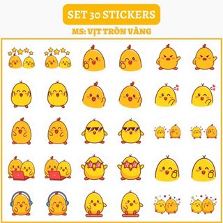 🔥SET 30 HÌNH DÁN STICKERS - VỊT VÀNG - PYOMARU🔥
