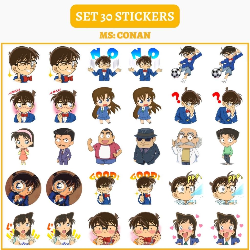 🔥SET 30 HÌNH DÁN STICKERS - CONAN🔥