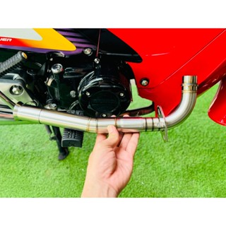 Cổ pô inox 304 - 2 khúc form V2 ôm sát, mối hàn titan đủ kích thước cho Wave/Dream/Cub Thái Lan