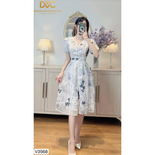 Váy hoa xoè viền ren tiểu thư v3568