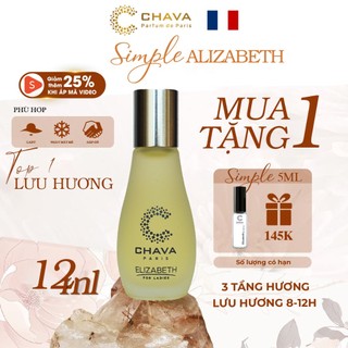 Nước Hoa Nữ, Nước Hoa Lăn CHAVA ELIZABETH 12ml, Dịu Dàng, Nữ Tính, Chính Hãng - Theo Tiêu Chuẩn Pháp (Lưu Hương 8 - 12h)