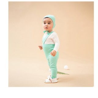 Combo Set 3 Chi Tiết Body Bibo's Áo + Quần Yếm Kèm Mũ Chất Liệu Gân Mềm Mại, Co Giãn Cho Bé Trai 3 - 12 tháng