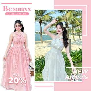 Váy tơ 2 lớp 💥 HÀNG CAO CẤP 💥 Váy đi biển kiểu dáng sát nách cổ yếm 3 màu cực xinh chất tơ lụa thoáng mát mềm mịn