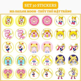 🔥set 30 hình dán stickers - sailor moon thủy thủ mặt trăng🔥