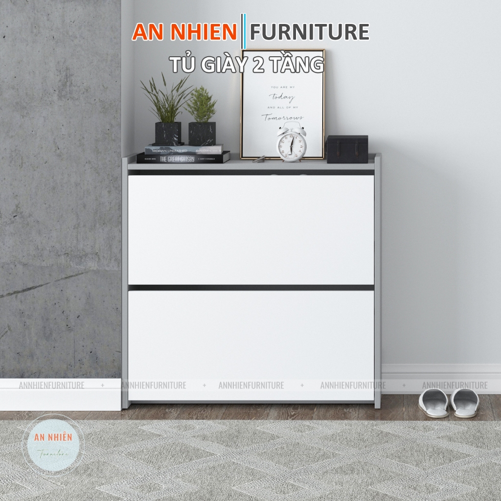 Tủ Để Giày Cánh Lật 2 Tầng Có Hậu Kín 2/2 - Nội Thất An Nhiên
