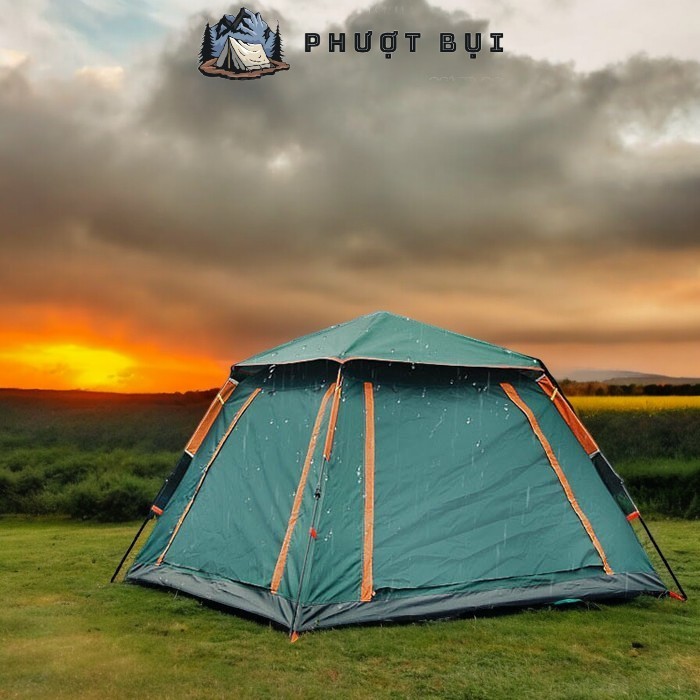 [Chính Hãng] Lều Lục Giác, Lều Cắm Trại, Lều Camping Lều Tự Bung 2 Lớp Phủ Vinyl 4-6 Người Chống Mưa