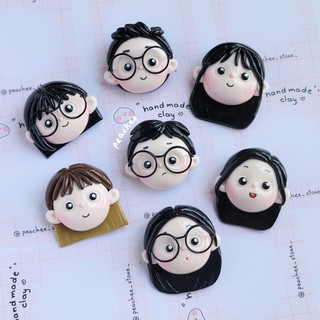 Ghim cài áo móc khóa chibi làm theo yêu cầu bằng đất sét tự khô handmade