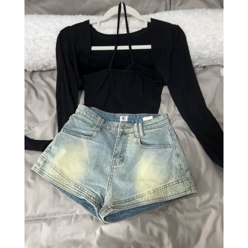 Quần short bò jeans nữ tôn vòng 3 ống rộng lưng cao hack dáng cực xinh | BigBuy360 - bigbuy360.vn