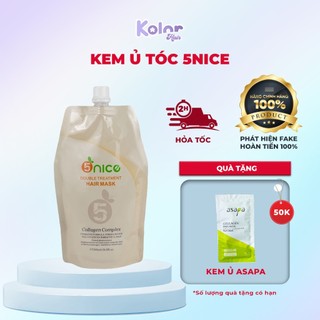 Kem ủ tóc keratin, collagen phục hồi sâu tóc hư tổn, dưỡng mượt tóc 5NICE Double Treatment 500ml - Kolorhair