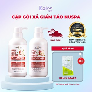 Bộ gội xả chiết xuất giấm táo làm sạch dầu, bã nhờn, giảm gàu ngứa, giúp tóc bồng bềnh Nuspa 500ml