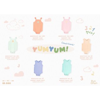 Punchun bodychip hai dây và ba lỗ dành cho bé từ 3 tháng đến 12 tháng Bakery PCSS24D2404