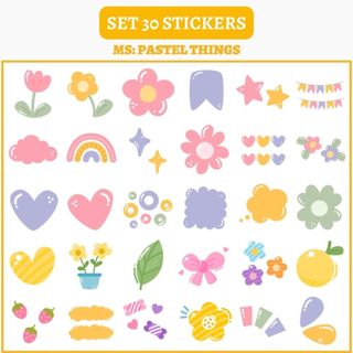 🔥SET 30 HÌNH DÁN STICKERS - PASTEL THINGS🔥
