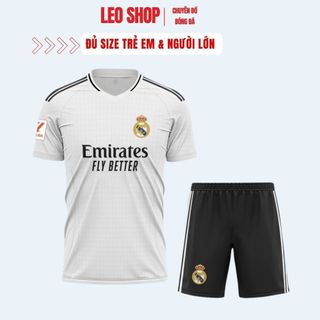 Bộ Quần Áo Bóng Đá REAL TRẮNG 2024 Thể Thao Trẻ Em & Người Lớn - Đồ Thể Thao Giá Rẻ Nam Nữ