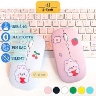 Chuột không dây bluetooth wireless mouse pin sạc W110, chuột cho macbook ipad android phone tablet - B-Tech, BTech TPHCM