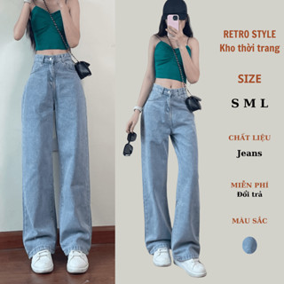 Quần jeans ống suông dài lưng cao trang phục phong cách Hàn Quốc - Retrostyle - Jeantron240_P3K2