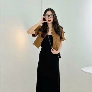 Sét đồ đi chơi nữ váy hai dây ,kèm áo khoác kaki sang chảnh