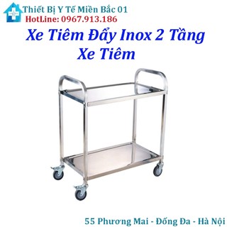 Xe tiêm 2 tầng,xe đẩy inox 2 tầng