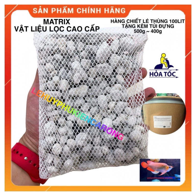 Đá Matrix Seachem POND Vật Liệu Lọc Bể Cá Hộp 1 Lít + Tặng Kèm Túi VLL
