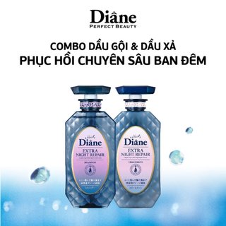 Combo gội xả phục hồi chuyên sâu tóc hư tổn Moist Diane Extra Night Repair 450ml x 2