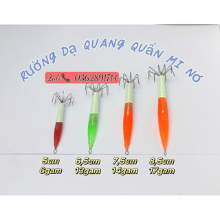 Rường quấn mi nơ,rường dạ quang câu mực ống, mồi câu mực