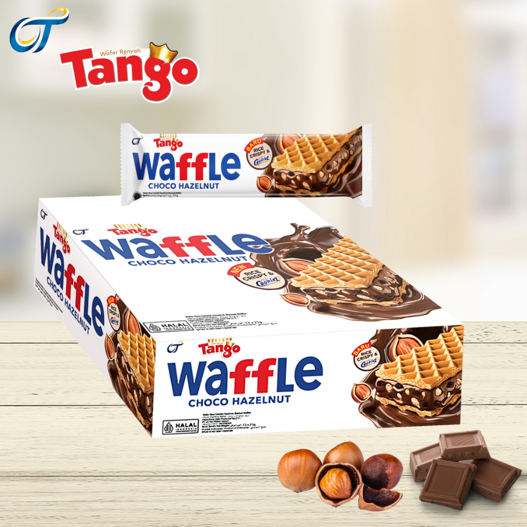 Bánh xốp Tango Waffle Sô cô la Hạt Phỉ 300g cao cấp (25g x 12 thanh)