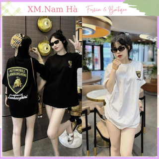 Áo phông nam nữ tay lỡ cổ tròn from rộng hoạ tiết đen vàng nổi bật