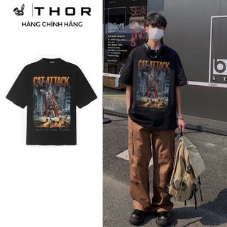 THOR áo thun Attack tee unisex 100% cotton in hình áo phông màu đen form suông rộng chất lượng cao cấp thấm hút mồ hôi