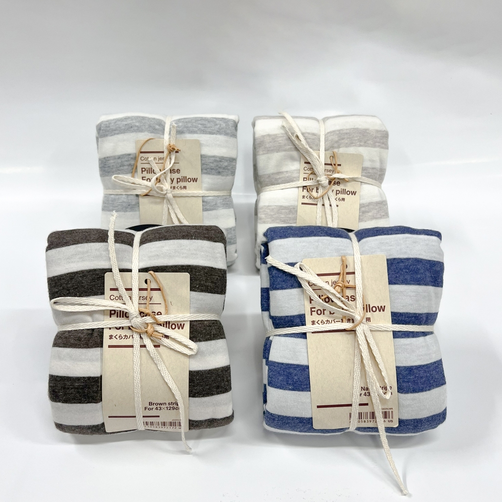 Vỏ Gối Ôm Cotton Jerey Sọc MUJI | BigBuy360 - bigbuy360.vn