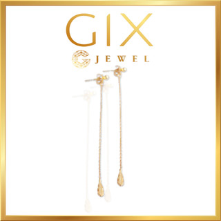 Bông tai bạc mạ vàng dài đính lông vũ cá tính bảo hành trọn đời Gix Jewel SPGBT11