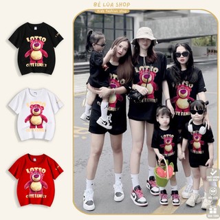 Áo thun gia đình áo phông nhóm gấu dâu lotso đáng yêu cotton cao cấp đi chơi du lịch phom unisex