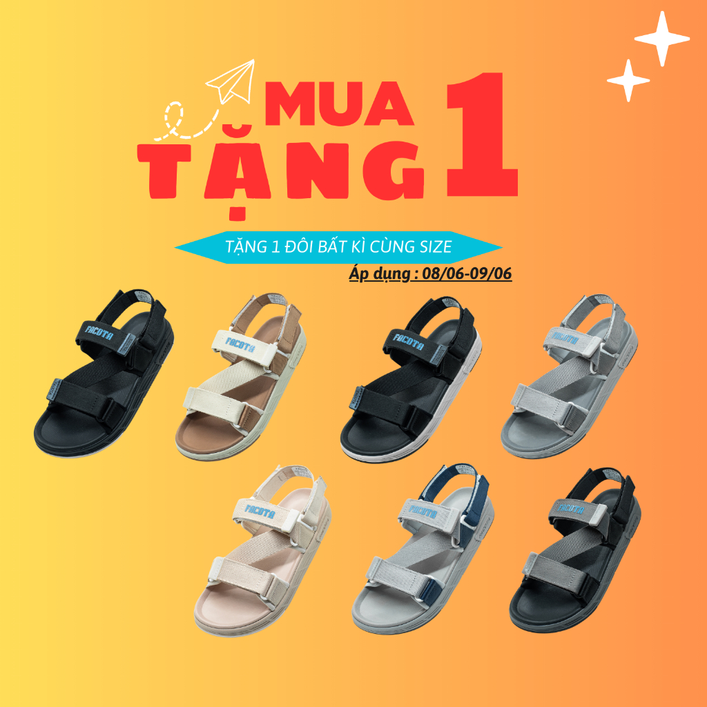 Giày sandal nam nữ unisex đi học quai ngang Facota FC Sport  đế cao 3 phân