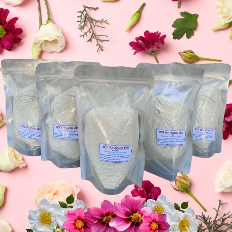 Combo 5 túi bột tẩy rong rêu, trên nền xi măng tường gạch