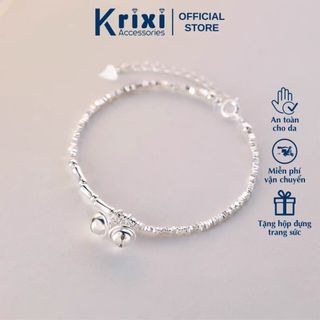  Lắc tay bạc 925 Krixi Silver vòng tay nữ chuỗi hạt mix đôi chuông 11LT03 