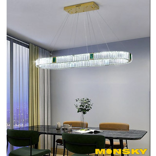 Đèn thả mâm MONSKY RETSA pha lê loại tròn, dài phong cách hiện đại trang trí nội thất sang trọng