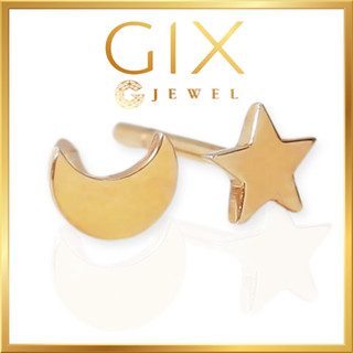 Bông hoa tai bạc nữ mặt trăng ngôi sao mạ vàng đơn giản đẹp lạ Gix Jewel SPGBT13