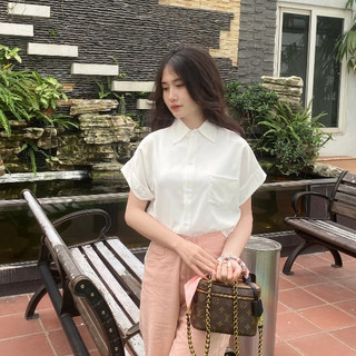 Áo sơ mi nữ cộc tay cánh dơi thanh lịch, đơn giản
