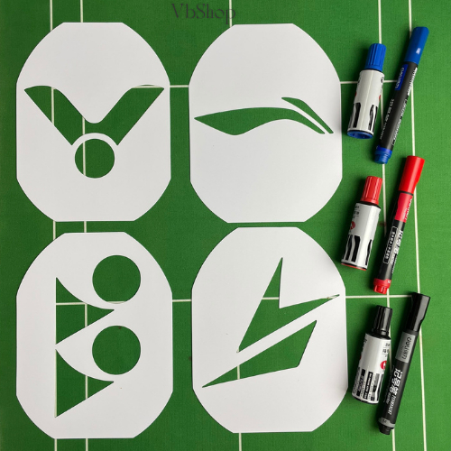 Khung in logo vợt cầu lông yonex lining lindan victor (chất liệu nhựa pvc siêu bền) tặng kèm bút sơn