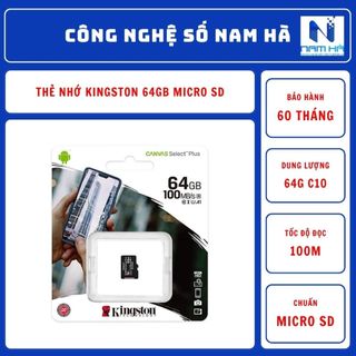 Thẻ nhớ kingston 64gb micro sd 100r class 10 sdcs2/64gbsp