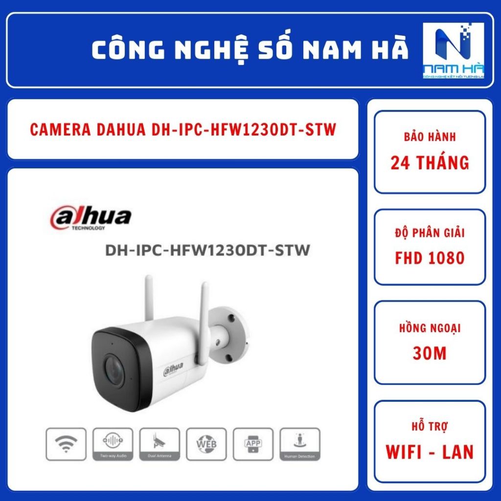 Camera wifi ngoài trời Dahua DH-IPC-HFW1230DT-STW 2MP, hồng ngoại 30m