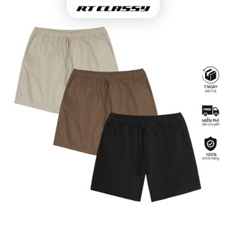 Quần Short Vải Kaki Cotton Nam Nữ Form Trên Gối Ống Rộng REALITEE