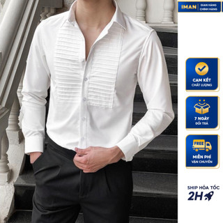 Áo Sơ Mi Nam Xếp Ly Ngang iMan Store, Sơ Mi Dài Tay Thời Trang Chất Lụa Chéo Cao Cấp Bền Đẹp, Thoáng Mát - VNXK