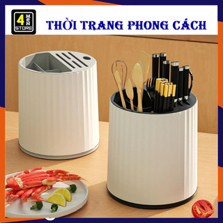 Giá Đựng Đũa Thìa Dao Kéo Đế Xoay 360 Độ Có Rãnh Thoát Nước Cao Cấp - Hộp Đựng Muỗng Đũa Đa Năng