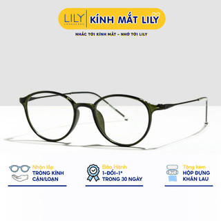 Gọng kính cận mắt tròn nữ LILYEYEWEAR chất liệu nhựa kiểu dáng thời trang thanh nhẹ dễ đeo T7235