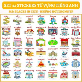 🔥SET 42 STICKERS - CHỦ ĐỀ PLACES - NƠI CHỐN🔥