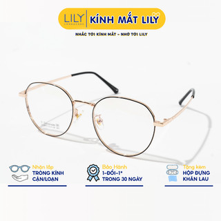 Gọng kính nam nữ LILYEYEWEAR mắt tròn chất liệu kim loại chắc chắn kiểu dáng thời trang 9134