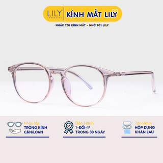 Gọng kính cận nhựa dẻo Lilyeyewear thiết kế mắt tròn, phụ kiện nam nữ nhiều màu sắc - 215