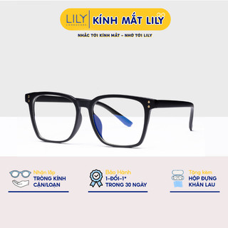 Kính cận nam nữ Lilyeyewear mắt kính vuông to chắn bụi đi đường chống ánh sáng xanh 616