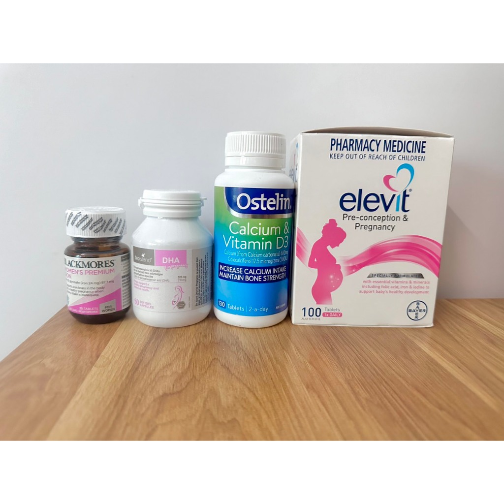 ( Combo )Vitamin chăm sóc sức khỏe cho bà bầu  /// Elevit + Canxi + DHA + Sắt